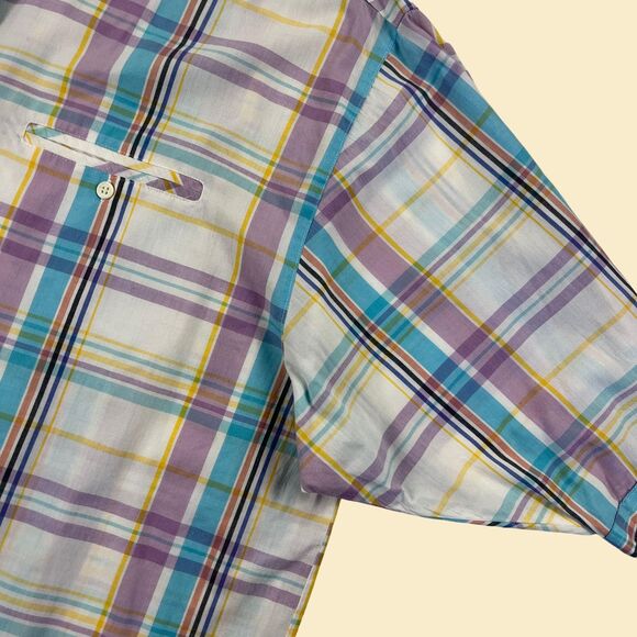 1980s plaid womens blouse, vintage size 16 button down by Picket and Post - Picture 4 of 10